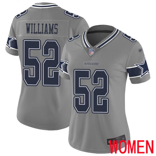 Women Dallas Cowboys Limited Gray Connor Williams #52 Inverted Legend NFL Jersey->women nfl jersey->Women Jersey